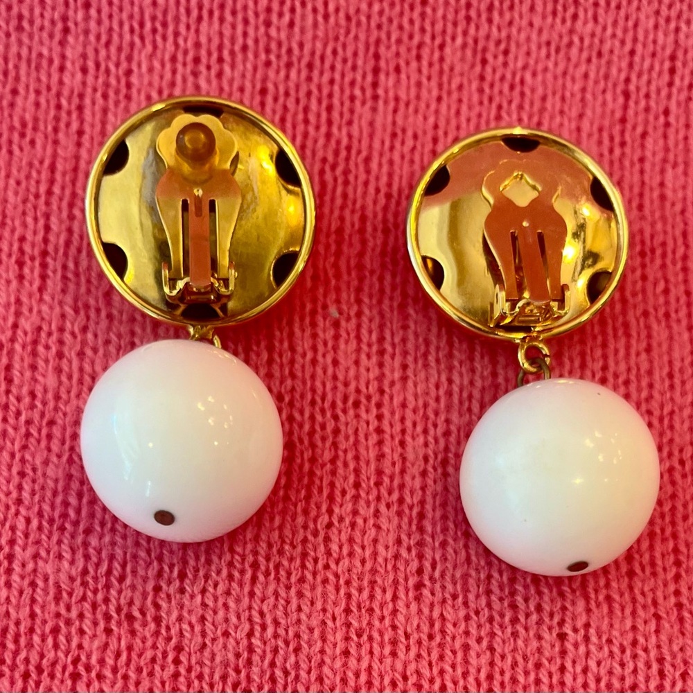 Vintage Gold and White Statement Earrings - Picture 5 of 16